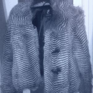 Black and white striped faux fur